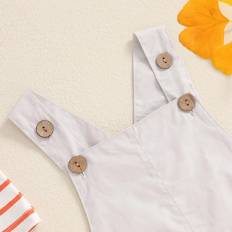 Summer Children Kids Baby Boys Clothing Sets Striped Print Short Sleeve O-Neck T-Shirts+Pocket Suspender Shorts Casual Outfits