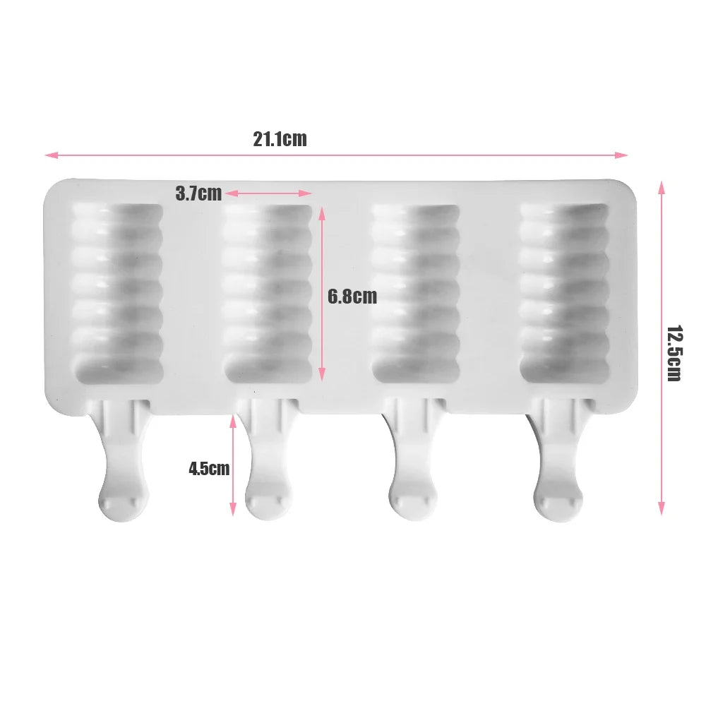 8 Hole Silicone Ice Cream Mold Magnum Silicone Mold DIY Fruit Juice Ice Pop Cube Maker Ice Tray Popsicle Mould Baking Accessorie