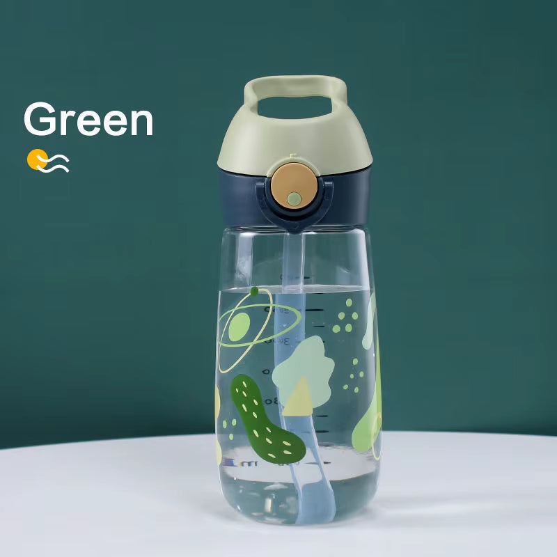 480Ml High Quality Tritan Material Kids Water Bottle with Straw BPA Free Durable Plastic Children Drinking Bottle