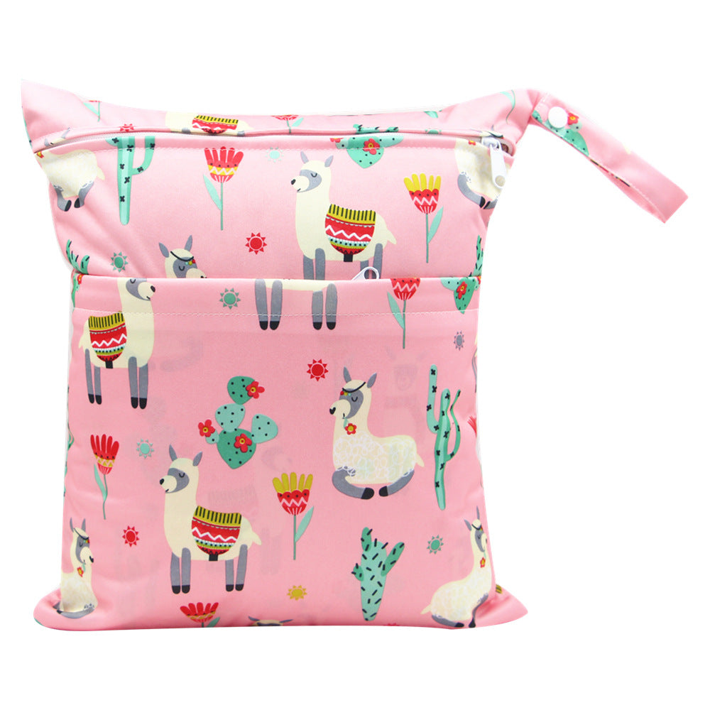 Diaper Bag 30 36Cm Baby Double Zipper Printing Waterproof Diaper Bag