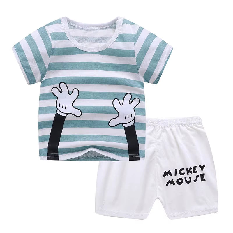 Winnie Tshirt Shorts Cute Short Sleeve Summer Clothes Two Piece Set Kids Boys Casual Print Tees Loose Shorts Cartoon Outfits