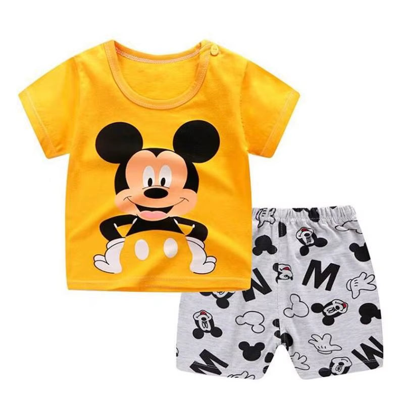Winnie Tshirt Shorts Cute Short Sleeve Summer Clothes Two Piece Set Kids Boys Casual Print Tees Loose Shorts Cartoon Outfits