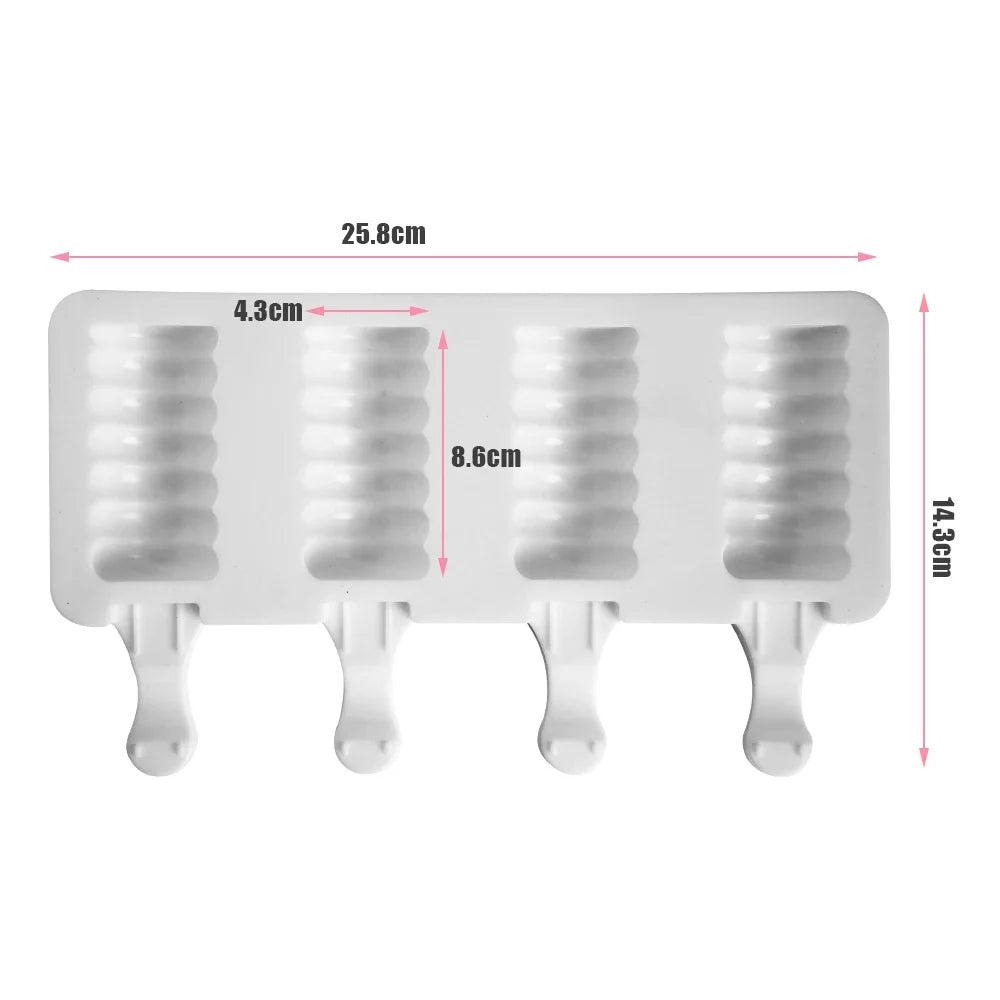 8 Hole Silicone Ice Cream Mold Magnum Silicone Mold DIY Fruit Juice Ice Pop Cube Maker Ice Tray Popsicle Mould Baking Accessorie