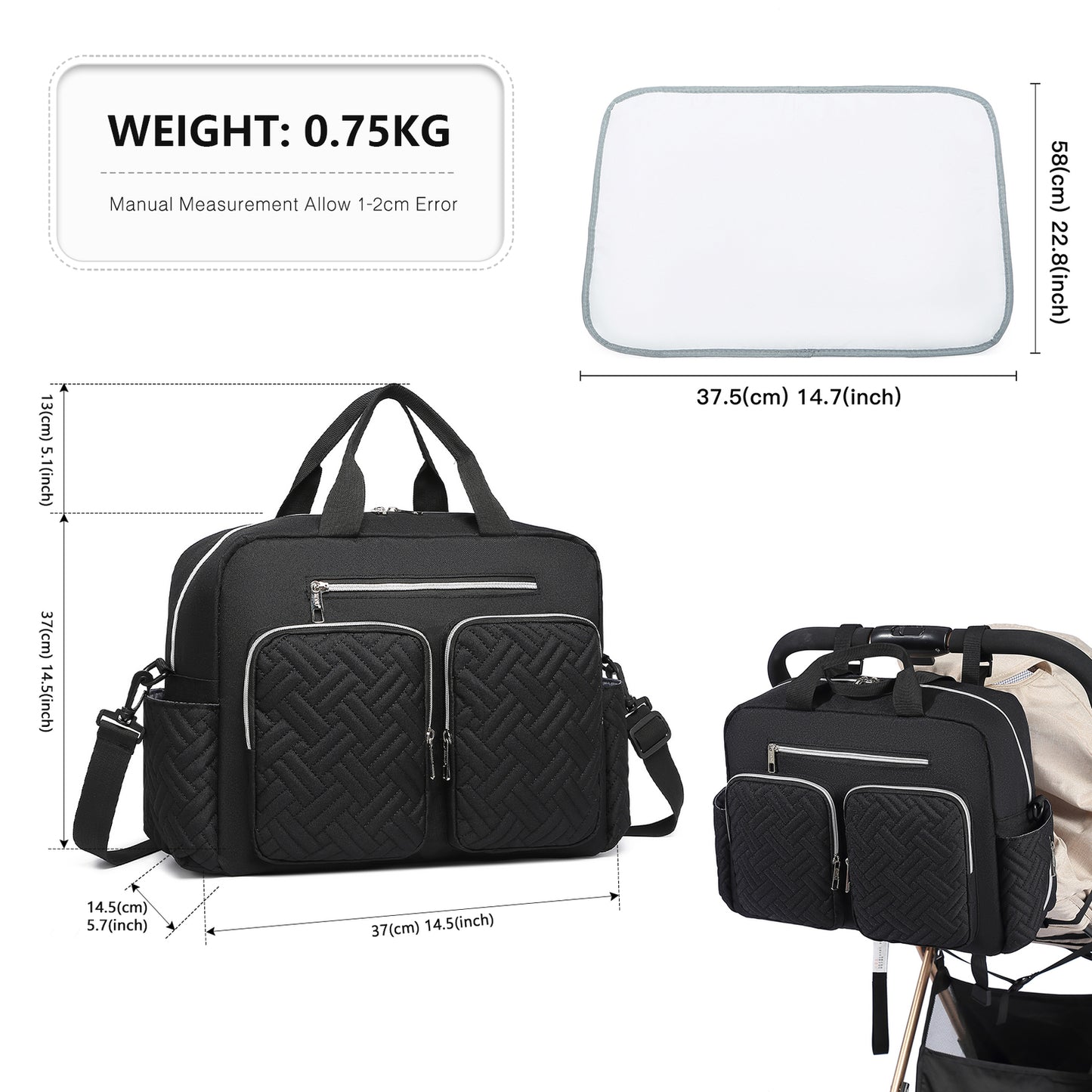 Changing Bag Set Hospital Travel Large Capacity Diaper Bag Mummy Changing Mat