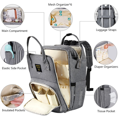 Stylish Upgrade Diaper Bag Backpack Multifunction Travel Backpack Maternity Baby Changing Bags 20L Large Capacity
