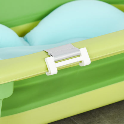HOMCOM Baby Bath Tub for Toddler Foldable W/ Baby Cushion for 0-3 Years Green