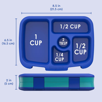 ® Kids Prints Leak-Proof, 5-Compartment Bento-Style Kids Lunch Box - Ideal Portion Sizes for Ages 3-7, Durable, Drop-Proof, Dishwasher Safe, & Made with Bpa-Free Materials (Sharks)