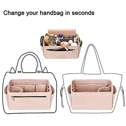 Make up Organizer Felt Cloth Handbag Organizer Insert Bag Travel Inner Purse Portable Cosmetic Bags Fits Speedy Neverfull