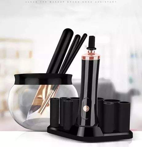 Electric makeup brush cleaning