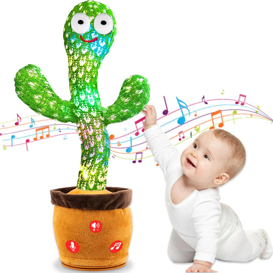 Dancing Talking Cactus Toy (Adjustable Volume) for Baby Toddler Boys Girls Gifts Singing Cactus Mimicking Toy Recording Repeating What You Say Cactus Baby Toy (Non-rechargeable&Volume Adjustable)