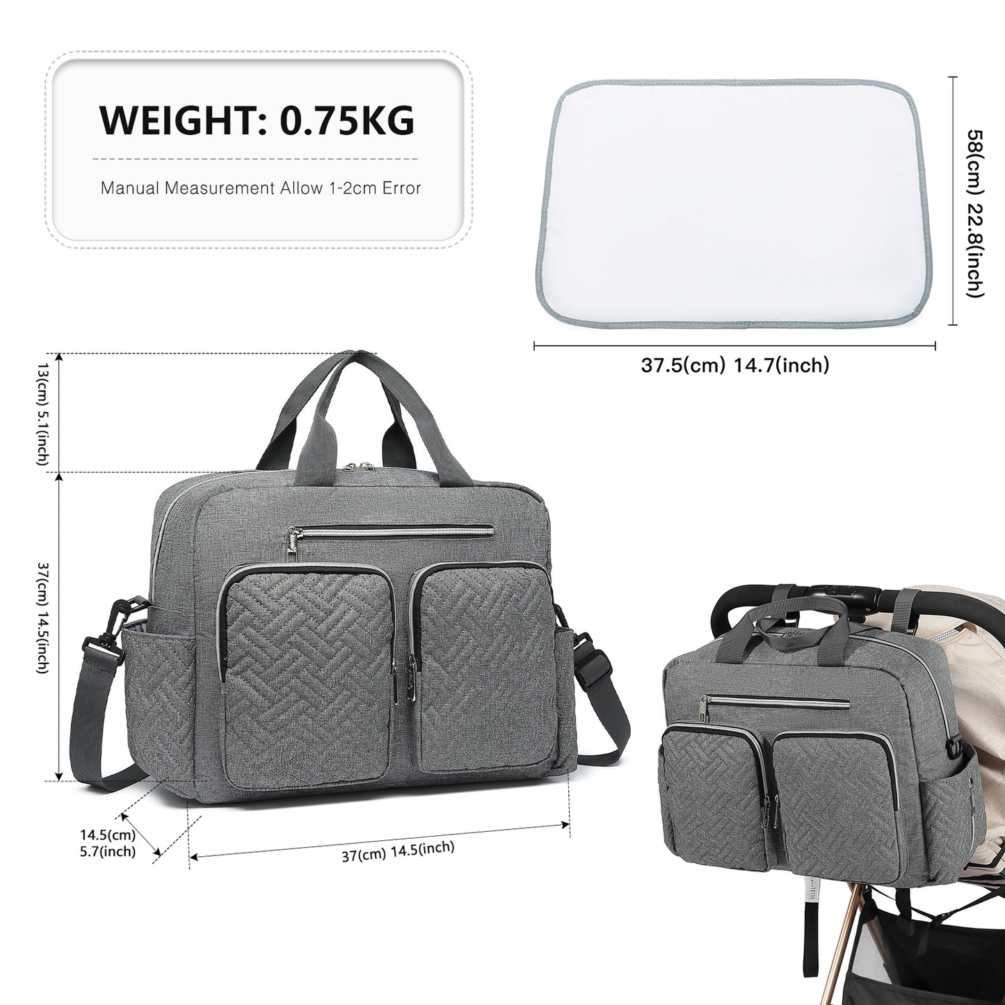 Changing Bag Set Hospital Travel Large Capacity Diaper Bag Mummy Changing Mat