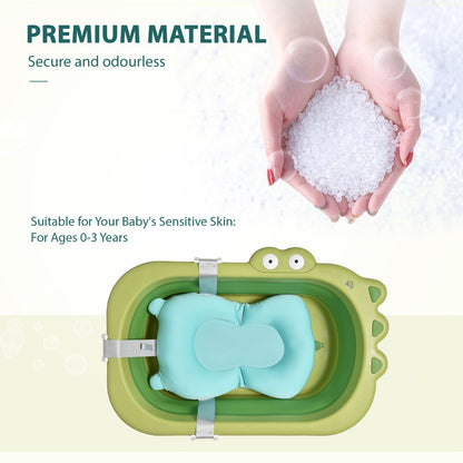 HOMCOM Baby Bath Tub for Toddler Foldable W/ Baby Cushion for 0-3 Years Green
